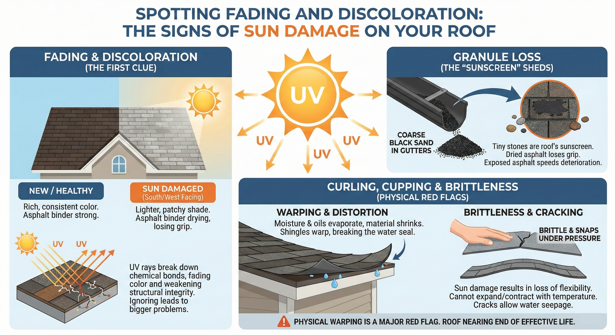 sun damage roof shingles