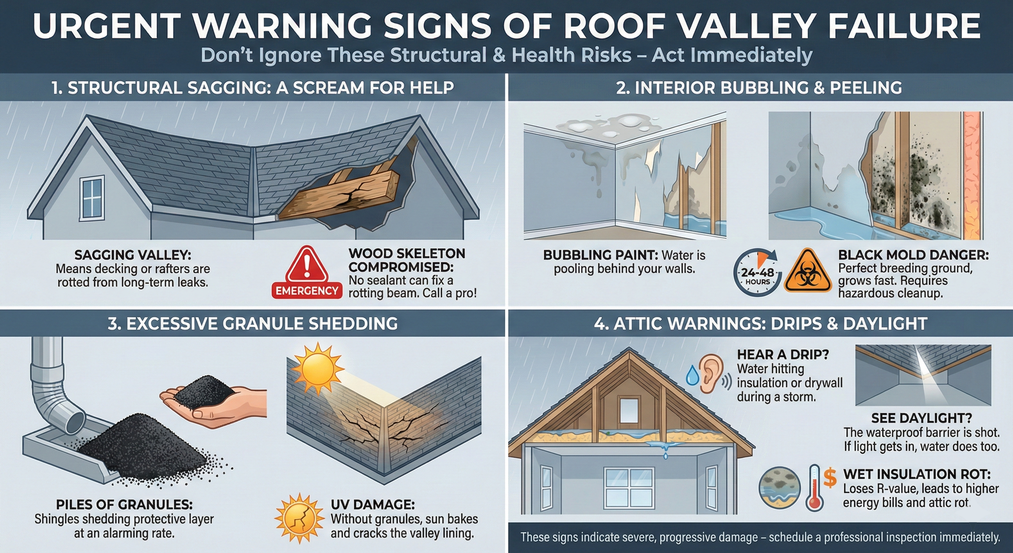 urgent warning signs of roof valley leaks