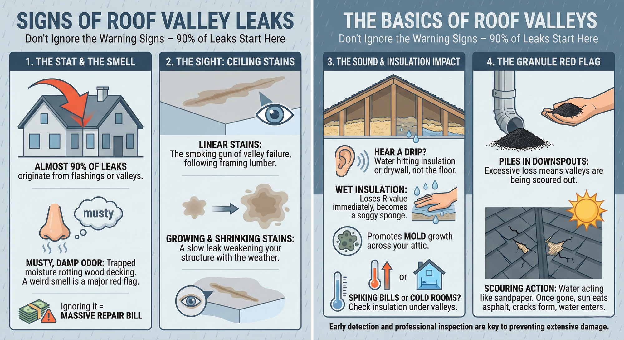 signs of roof valley leaks